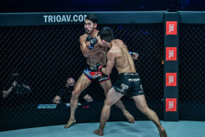 Christian Lee punches Ok Rae Yoon during their lightweight title fight at the Singapore Indoor Stadium