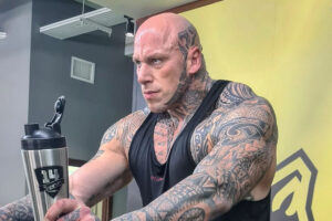 Body builder Martyn Ford working out ahead of his boxing match with Sajad Gharibi, better known as 'The Iranian Hulk'