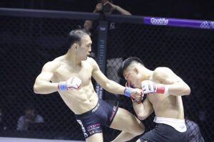 Soo Chul Kim kicks Hae Jin Park at Road FC 60